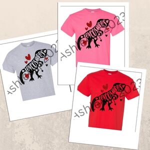 Women's Love Dinosaur T-Shirt - Red, Pink, Gray